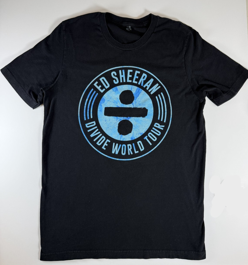 Ed Sheeran Divide World Tour 2017 Concert T Shirt Black Men's Large Band Tee
